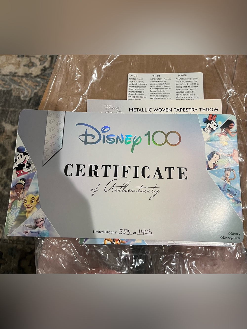 Disney 100 Metallic Woven Tapestry Throw and Pillow - Picture 5 of 12